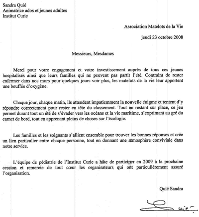 Témoignage de l'institut Curie (2008-2)