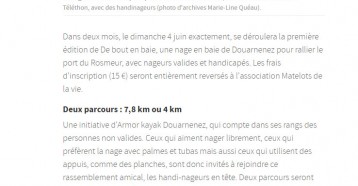 Nage en mer. Tous à l’eau pour Les Matelots, Le Télégramme 06 avril 2017