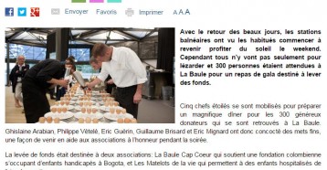 De grands restaurateurs mettent leur tablier pour les matelots de la vie, Carenews, 22 juin 2015