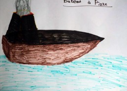 Concours dessins : Mon bateau imaginaire - Bateau à Pizza - Hôpital National de SAINT-MAURICE