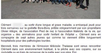 Clément, 16 ans, « matelot de la vie », Ouest France, 06/08/2011