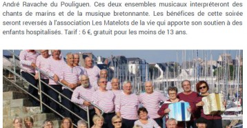 Concert dimanche après-midi au Pouliguen au profit des Matelots de la vie, L’écho de la presqu’île, 19 février 2016