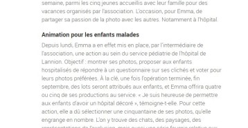 Emma partage sa passion de la photo, Le Télégramme 14 août 2018