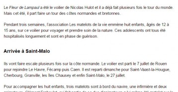 Les matelots de la vie ont fait escale à Caen, Ouest France 18 juillet 2016