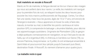 Toutes voiles dehors contre la maladie, Le Télégramme 17 juillet 2018