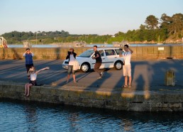 Chloé, Catherine, Hugo et Diego (journaliste ouest france) suivent notre départ