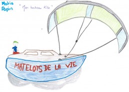 Concours dessins : Mon bateau imaginaire - Matis : Mon bateau Kite - CHR SAINT-NAZAIRE - Seconde position : 5 points