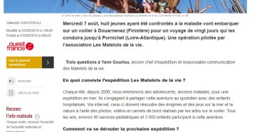 Les Matelots de la vie prennent le large, Ouest France, 03 août 2019