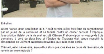 Clément, Matelot de la vie en 2011, revient en encadrant en 2012, Ouest France 07/06/2012