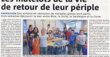 Les matelots de la vie de retour de leur périple, Nice Matin 20 août 2010