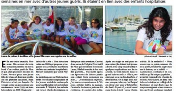 Laura, guérie et Matelot de la Vie, Nice Matin, 31 août 2012