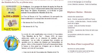 Le Pouliguen - Concert anniversaire des Fous de Bassan et de Ar Vag au profit des Matelots de la Vie, ce 9 février 2014, Ensemble en presqu’île, le 03/02/2014