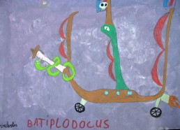 Concours dessins : Mon bateau imaginaire - Valentin : Le Batiplodocus - Centre Hospitalier Yves Le Fol Saint-Brieuc - Troisième position ex æquo : 3 point - 