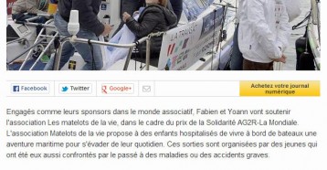 Des skippers Macif s’engagent pour les enfants hospitalisés, Ouest France, 26/04/2014