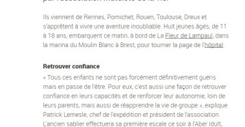 Enfants malades. La régate du partage, Le télégramme 05 août 2016