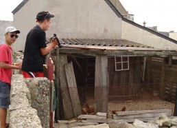 Régis et Sébastien en reportage sur les poules sénanes...