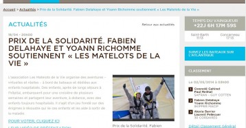 Prix de la Solidarité : Fabien Delahaye et Yoann Richomme soutiennent Les Matelots de la Vie, AG2R La Mondiale, 14/04/2014