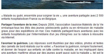 « Matelots de la Vie » un voilier à l’hôpital, Ouest France 28/06/2011