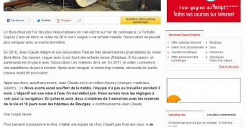 Le Bora-Bora : objectif de mise à l’eau pour juin, Ouest France, 28/02/2014