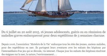 Lancement des expéditions 2015 des Matelots de la Vie, le 6 juillet à Cherbourg, Actu Nautique, 06 juillet 2015