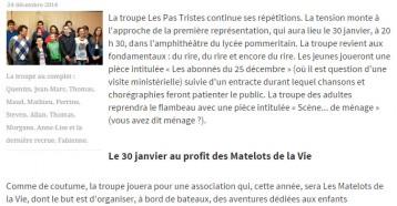 Les Pas Tristes. Un nouvel éclat de rire, Le Télégramme 24 décembre 2014