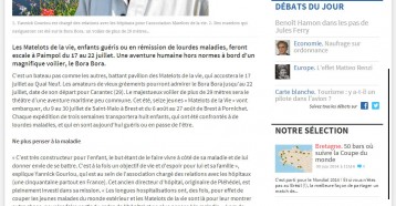 Le Bora Bora fait escale en juillet, Le Télégramme 24/06/2014