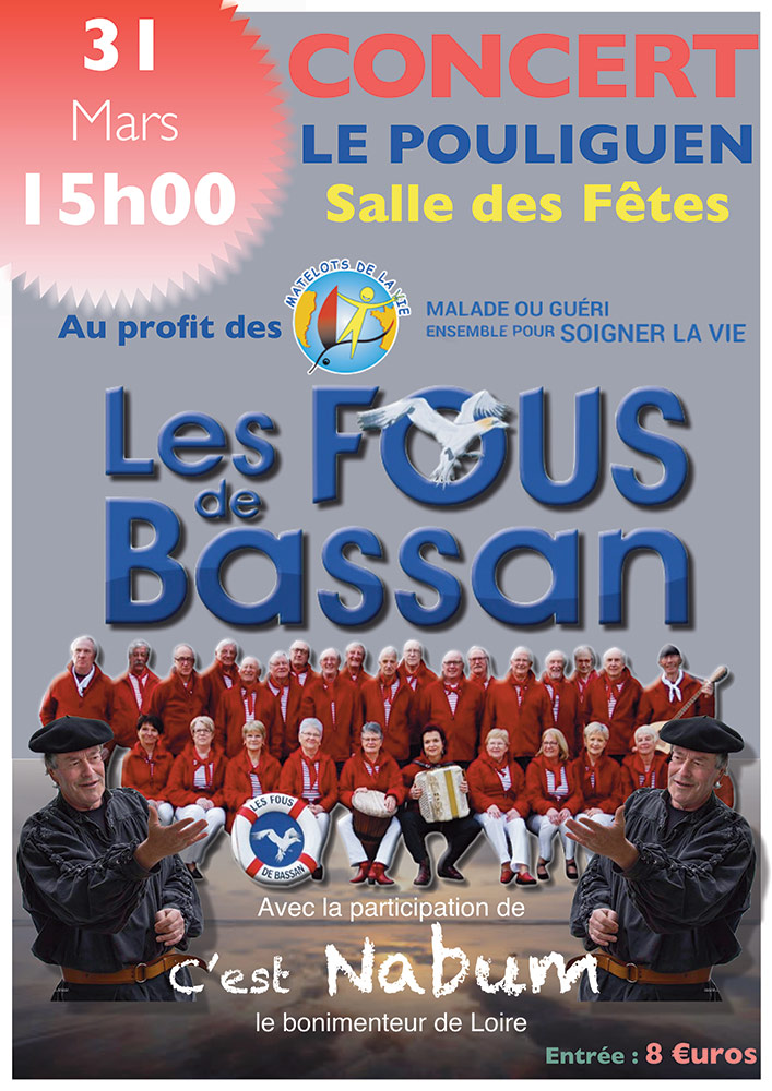Concert de chants de marins au Pouliguen par les Fous de Bassan au profit des Matelots de la Vie