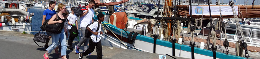 Arrivée sur Fleur de Lampaul pour les Matelots de l'expédition La mer nourricière de Juillet 2018