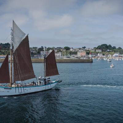 Vue du bateau au départ de Groix.