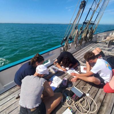Les matelots dessinent les oiseaux qu’ils ont pu observer dans la journée