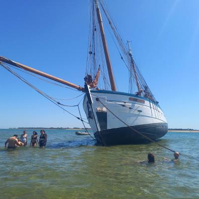 L’échouage du bateau : une première pour Greg depuis une quarantaine d’années !